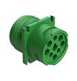 Green thermoplastic DIP Connector available with multiple terminal types designed for temperature range minus 55 to plus 125 degrees Celsius